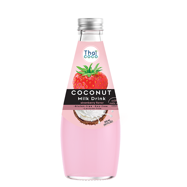 Coconut milk drink Strawberry flavor with Nata de coco 300 ml.
